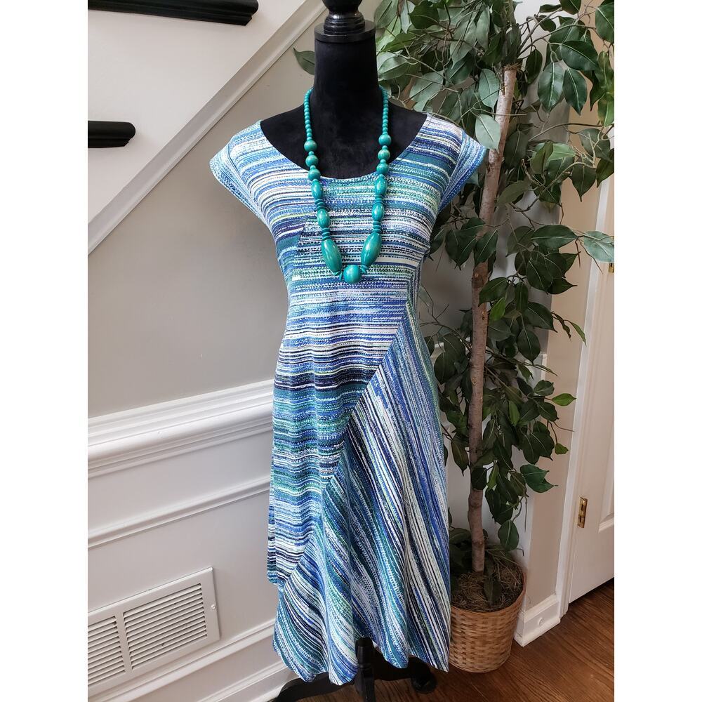 Studio JPR Shift Dress Womens Size 2X Multi Striped Stretch Round Neck Pullover